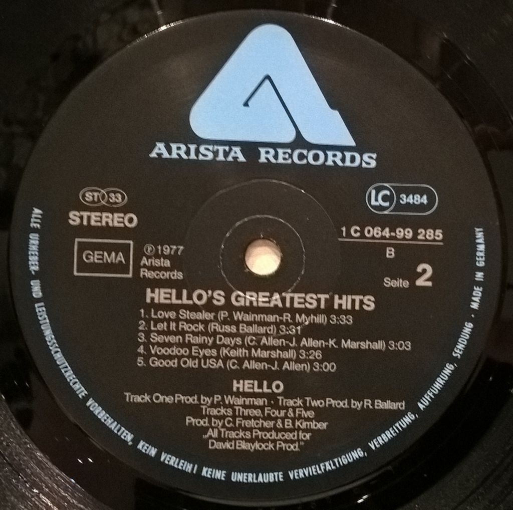 Hello - Their Greatest Hits - 1976-77.    (LP). 12. Vinyl. Пластинка. Germany - фото фото фото 3