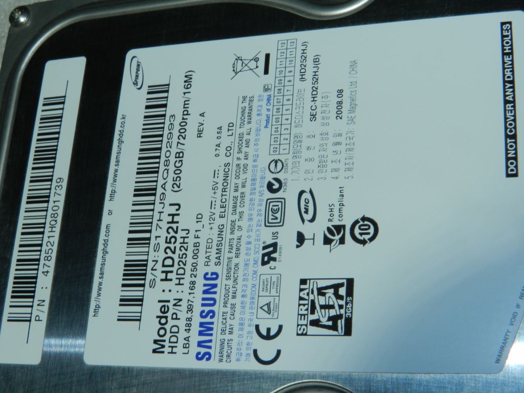 Накопичувач HDD SAMSUNG HD252HJ (250GB 7200RPM SATA3Gbs 16MBCache 3.5) - фото фото фото 1