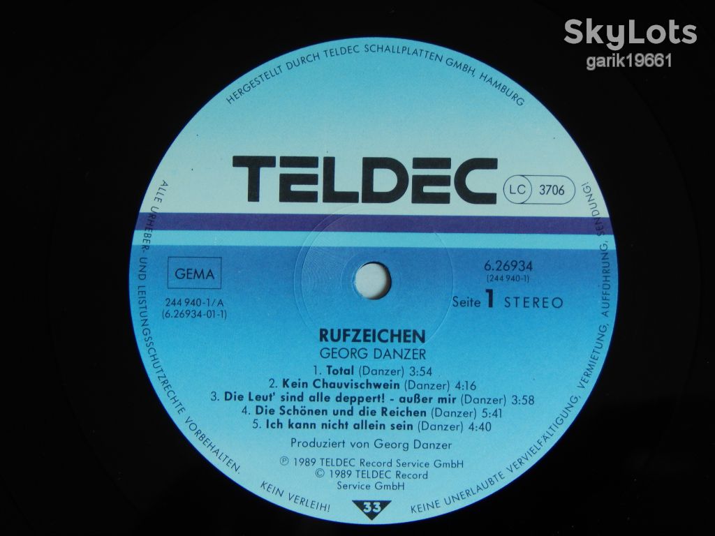 Georg Danzer ‎– Rufze!chen   (TELDEC ‎– 6.26934, Germany) insert EX+/NM- - фото фото фото 3