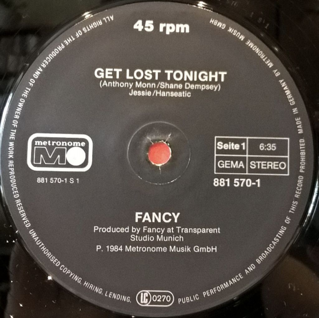 Fancy - Get Lost Tonight - 1984.  (EP). 12. Vinyl. Пластинка. Germany. - фото фото фото 2