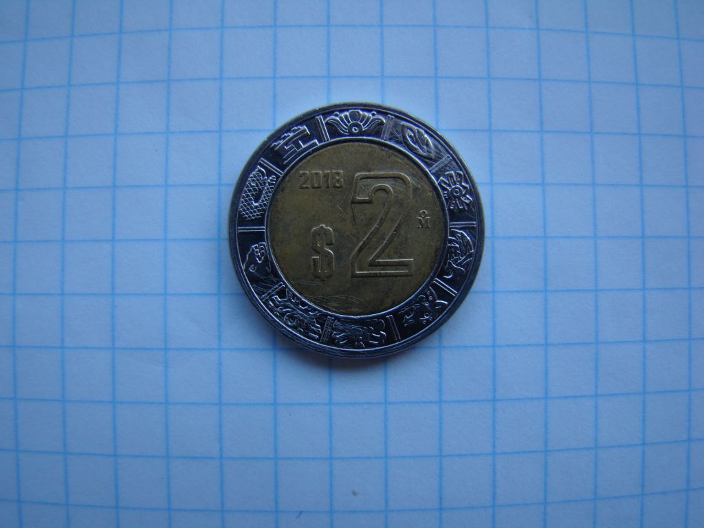 2 песо 2018 г., Мексика. - фото фото фото 2