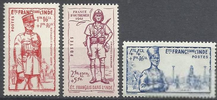 Индия франц. 1941 Солдаты военная униформа 3м. - фото фото фото 0