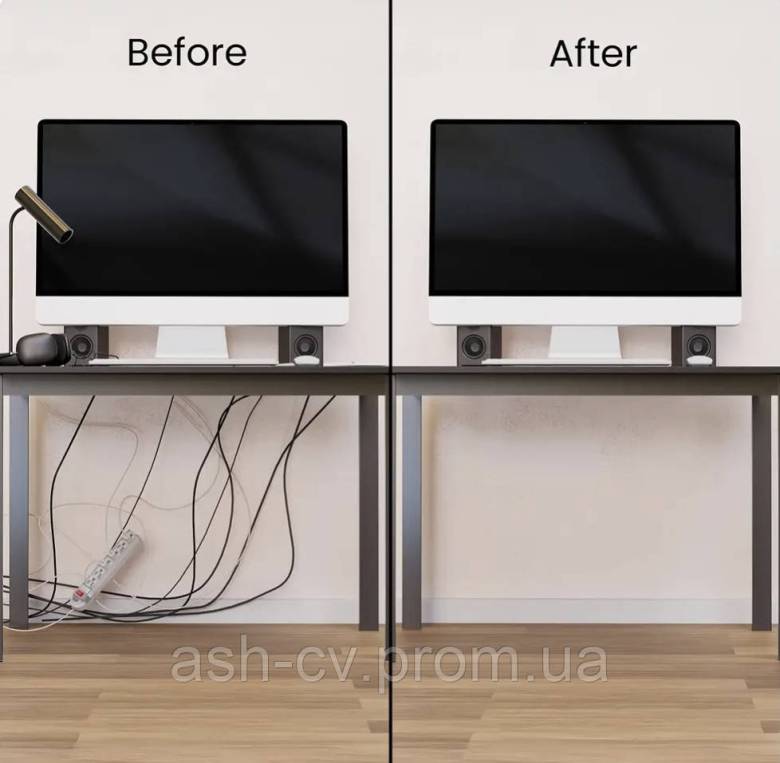 Металевий, органайзер для кабелю, на столі, HomeProTek, Cable, Management, Kit - фото фото фото 0