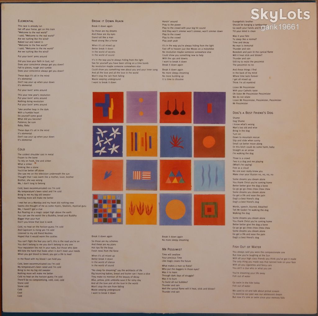 Tears For Fears – Elemental  (Mercury – 514875-1, Germany) inner sleeve NM-/EX+ - фото фото фото 2