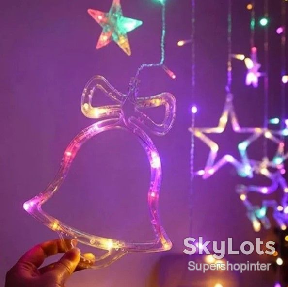 Гирлянда штора Мульти с формами колокольчики 12 PCS light RGB - фото фото фото 3