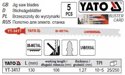 Набор полотно для електролобзика YATO 10-5TPI l130 мм 5 штук YT-3417 - фото фото фото 0