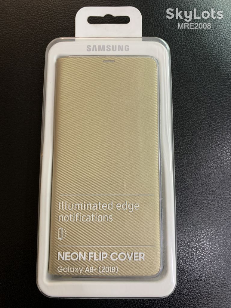Чехол Samsung Neon Flip Cover Gold для Galaxy A8 Plus A730 - фото фото фото 0