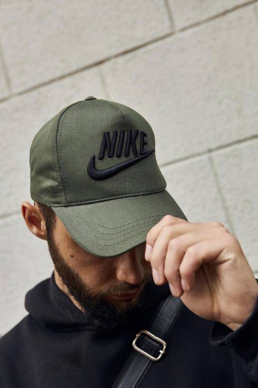 Кепка мужская Nike хаки с черным лого - фото фото фото 0