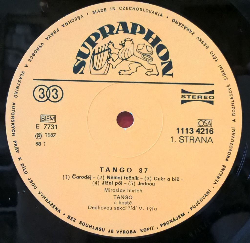 M. Imrich &amp; Tango - Tango - 1987.  (LP). 12. Vinyl. Пластинка. Czechoslovakia - фото фото фото 3