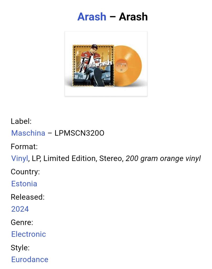 Arash - Arash - 2005.  (LP). 12. Coloured Vinyl. Пластинка. Europe. S/S. - фото фото фото 3