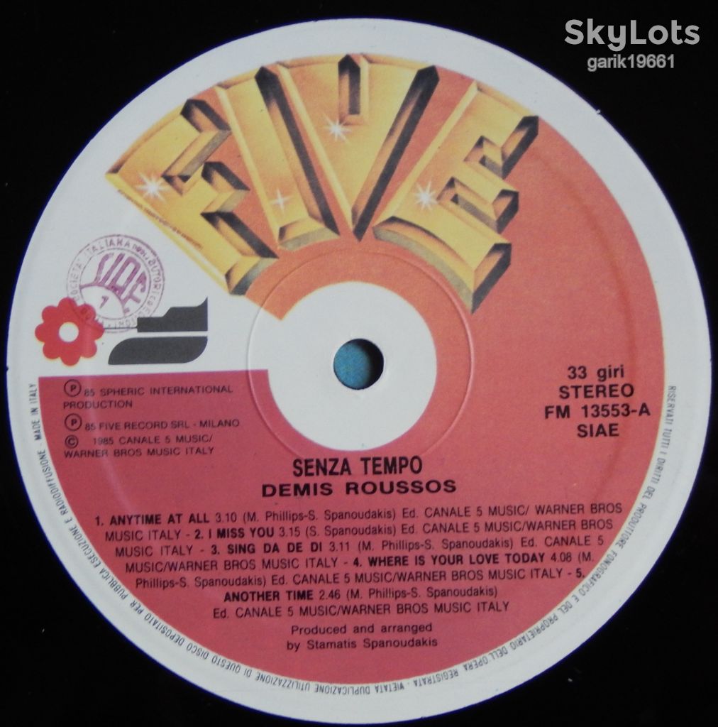 Demis Roussos – Senza Tempo  (Five – FM 13553, Italy) EX+/NM- - фото фото фото 2