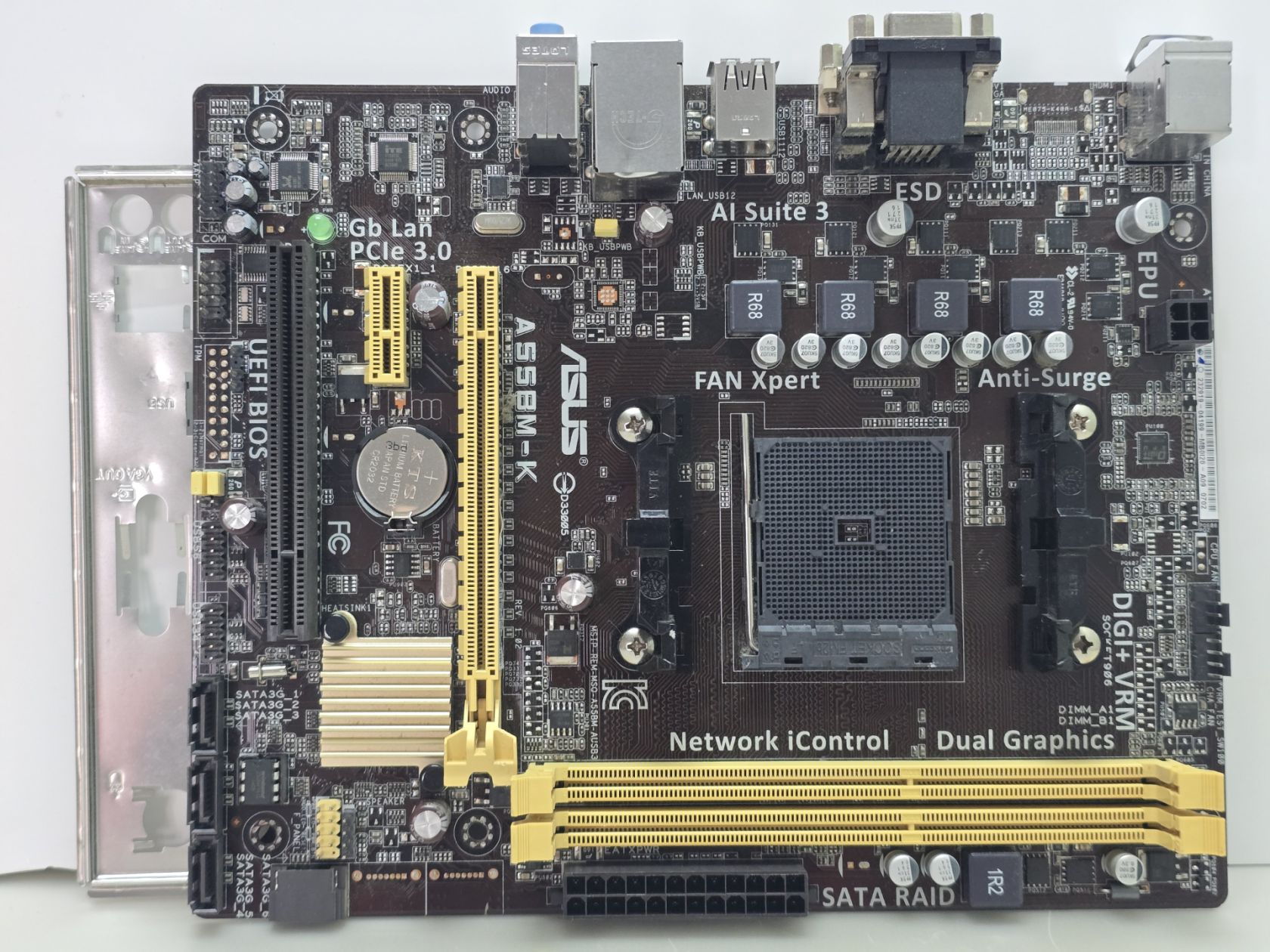 Материнская плата ASUS A55BM-K  (Socket FM2+,DDR3,б/у) - фото фото фото 0