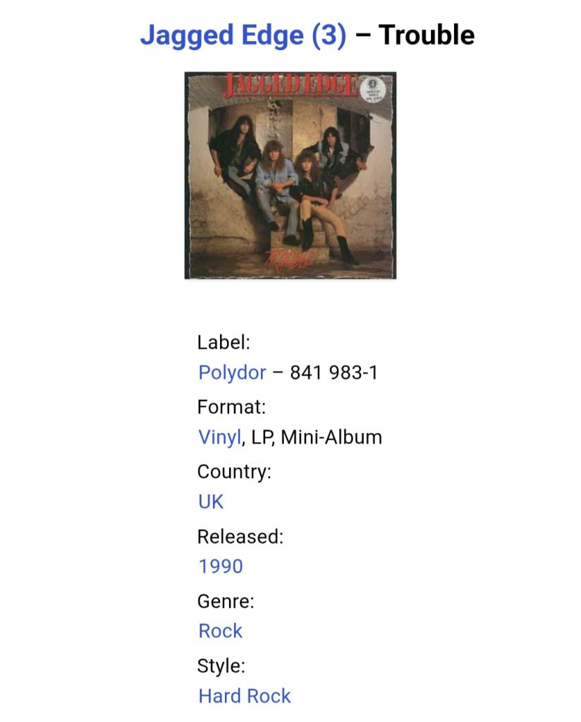 Jagged Edge - Trouble - 1989.   (LP). 12. Vinyl. Пластинка. UK. Rare. - фото фото фото 6