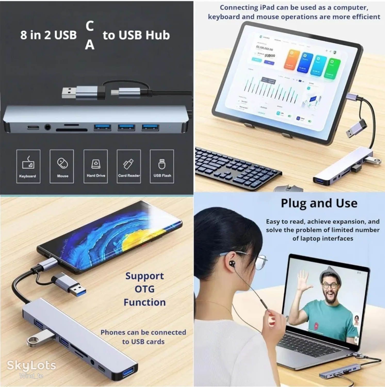 Металевий Type-C USB хаб док-станція 7в2  ( докстанция ) - фото фото фото 4