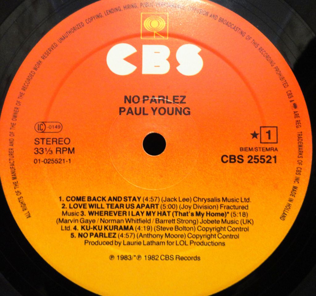 Paul Young - No Parlez NM/NM/EX+ - фото фото фото 2