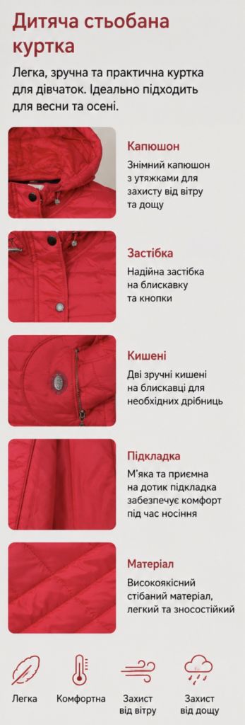 Куртка стьогана на для дівчинки - фото фото фото 3