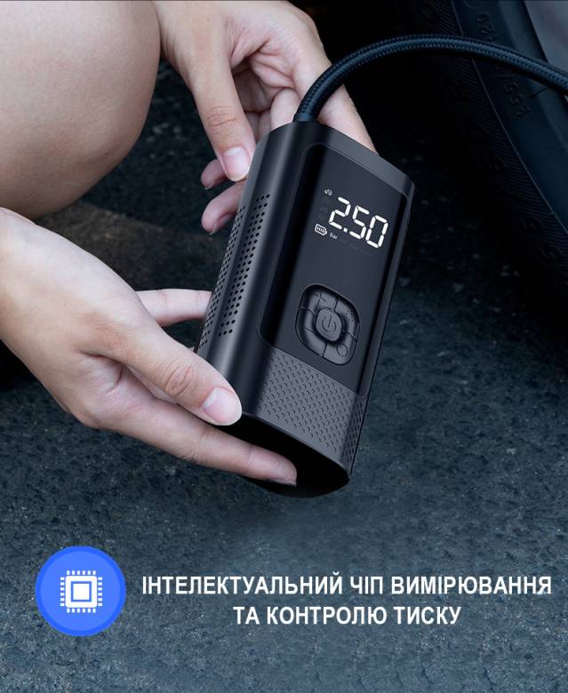 Портативный автокомпрессор аккумуляторный Royalstar RSD-CZX11D, черный - фото фото фото 2