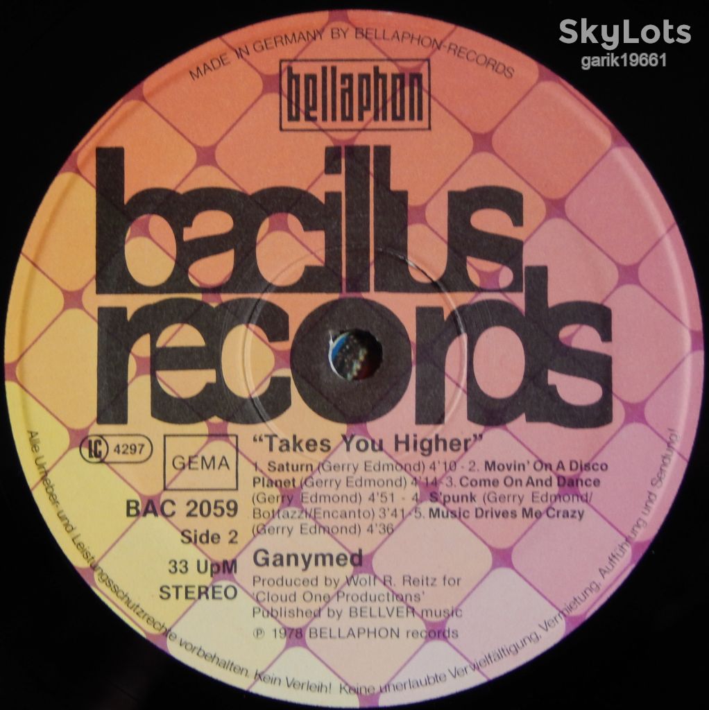 Ganymed – Takes You Higher  (Bacillus Records – BAC 2059, Germany) EX+/EX+ - фото фото фото 3