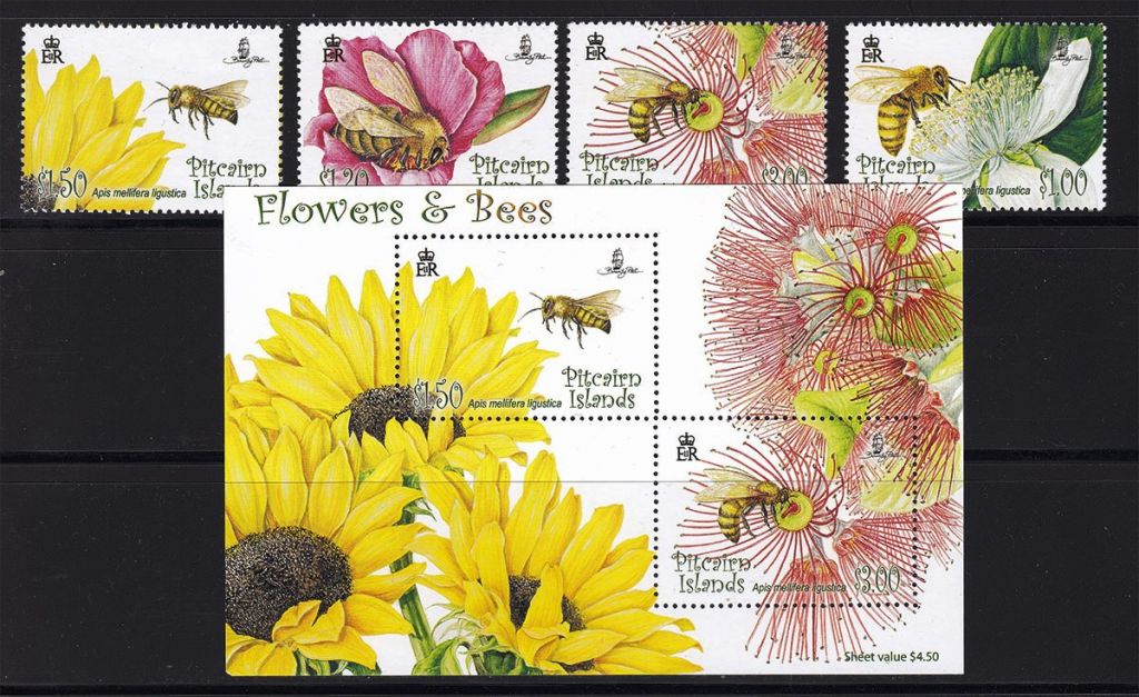 NM Фауна  о-ва Питкерн 2008 г MNH -   пчелы - цветы - фото фото фото 0