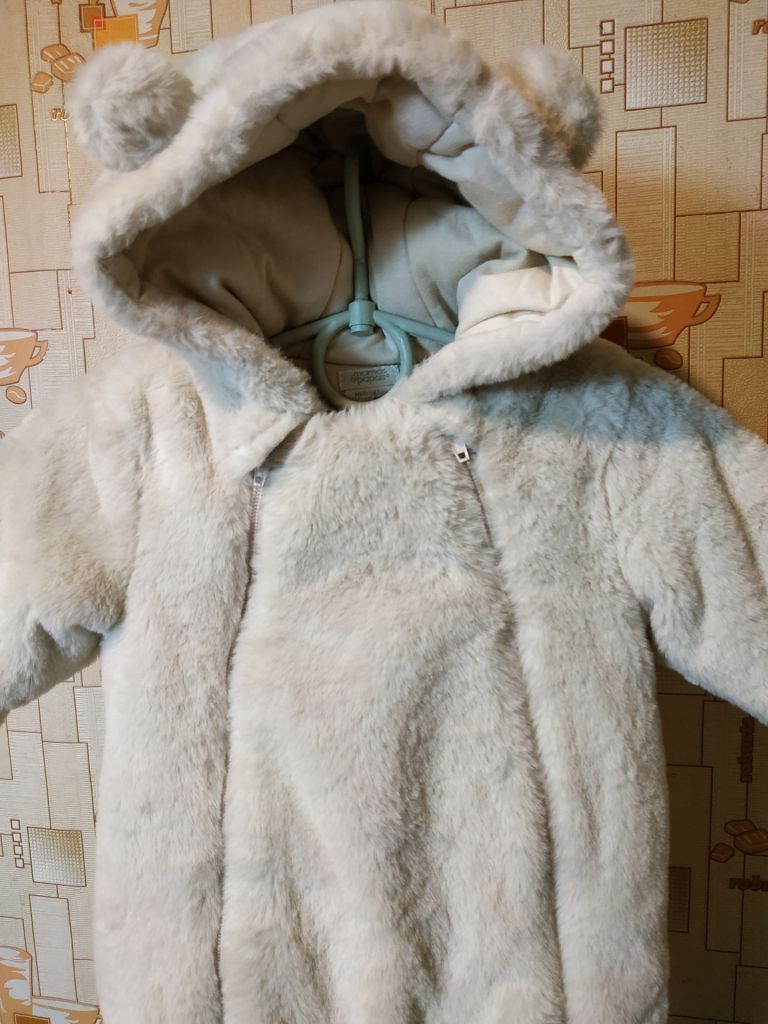 Комбінезон дитячий зимній хутряний MAMAS &amp; PAPAS на 0-3 місяця - фото фото фото 1