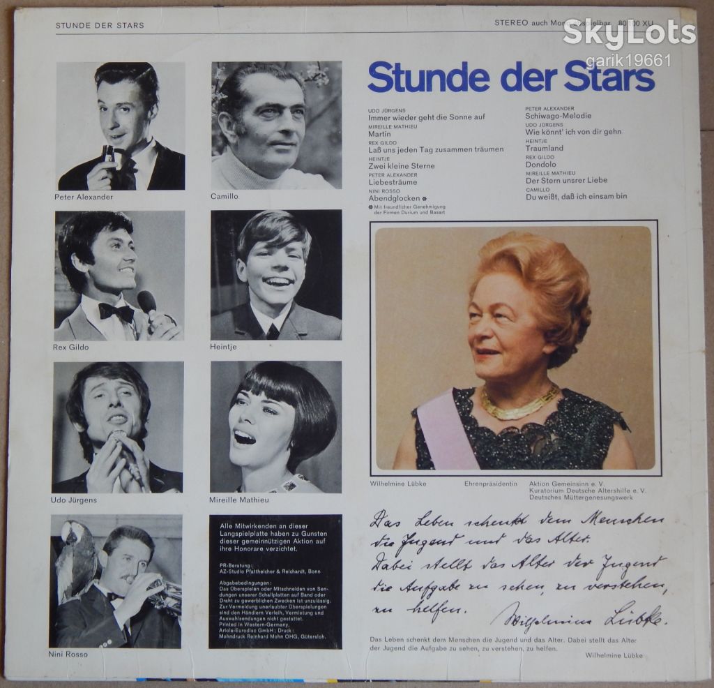 Various – Stunde Der Stars  (Ariola – 80 100 XU, Germany) EX+/EX+ - фото фото фото 1