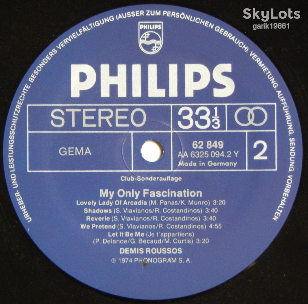 Demis Roussos – My Only Fascination  (Philips – 62 849, Germany) EX/EX+ - фото фото фото 3