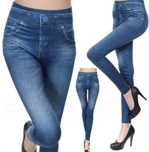 Утягивающие лосины                             (джеггинсы) Slim`N Lift jeggings Caresse Jeans синие размер S - фото фото фото 0