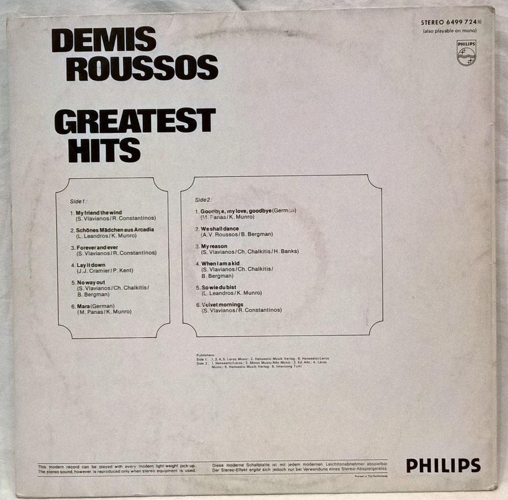 Demis Roussos - Greatest Hits - 1971-73.   (LP). 12. Vinyl. Пластинка. Holland - фото фото фото 1
