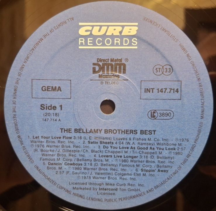 The Bellamy Brothers - Best - 1976-84.  (LP). 12. Vinyl. Пластинка. Germany. - фото фото фото 2