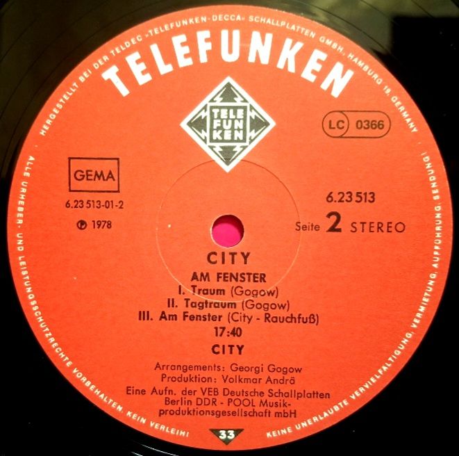 City - Am Fenster - 1978.  (LP). 12. Vinyl. Пластинка. Germany. - фото фото фото 3