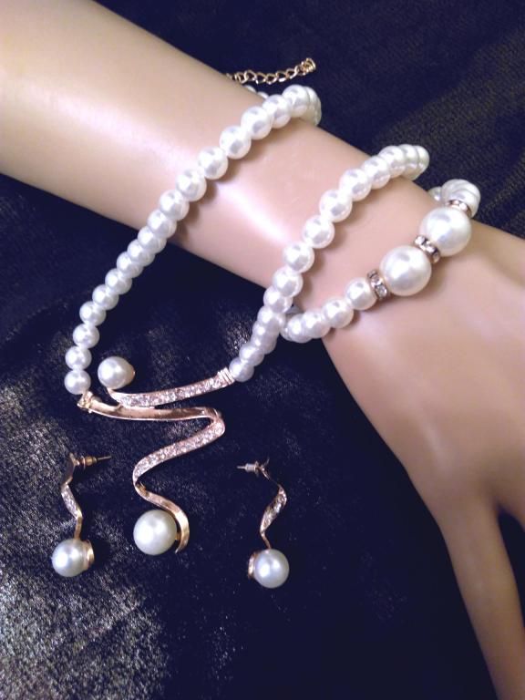 Комплект под жемчуг Fashion Jewelry, колье, браслет, серьги - фото фото фото 4
