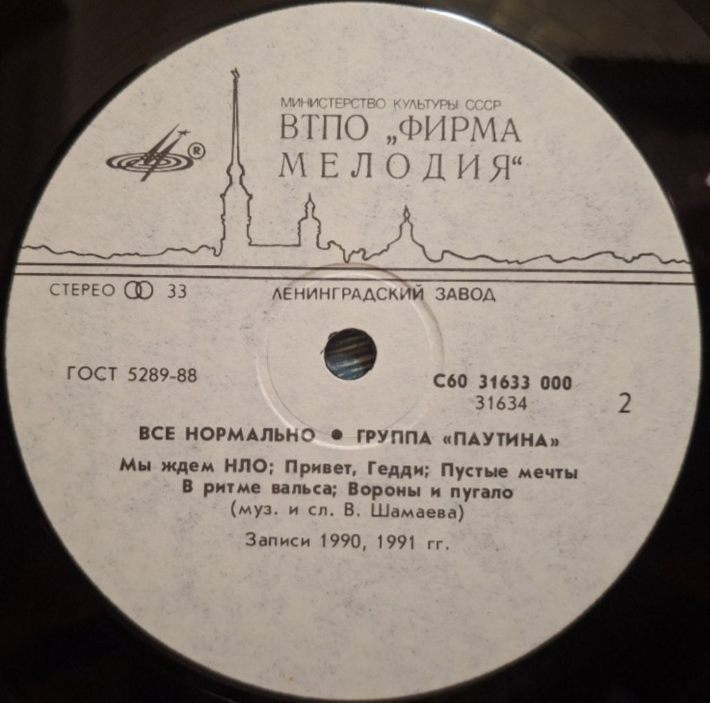Паутина - Все Нормально - 1991.  (LP). 12. Vinyl. Пластинка. Rare. - фото фото фото 3