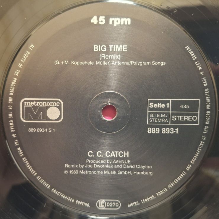 C.C. Catch - Big Time - 1989.    (LP). 12. Vinyl. Пластинка. Germany. - фото фото фото 2