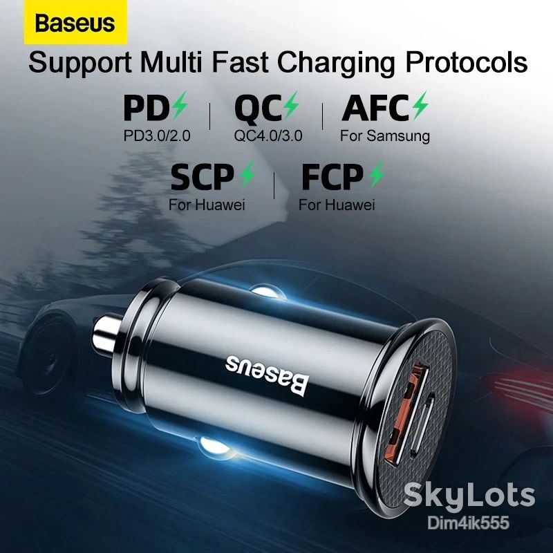 Автомобильное зарядное устройство Baseus Circular Plastic BS-C16C1 Dual QC3.0 2USB 30W 5A - фото фото фото 1