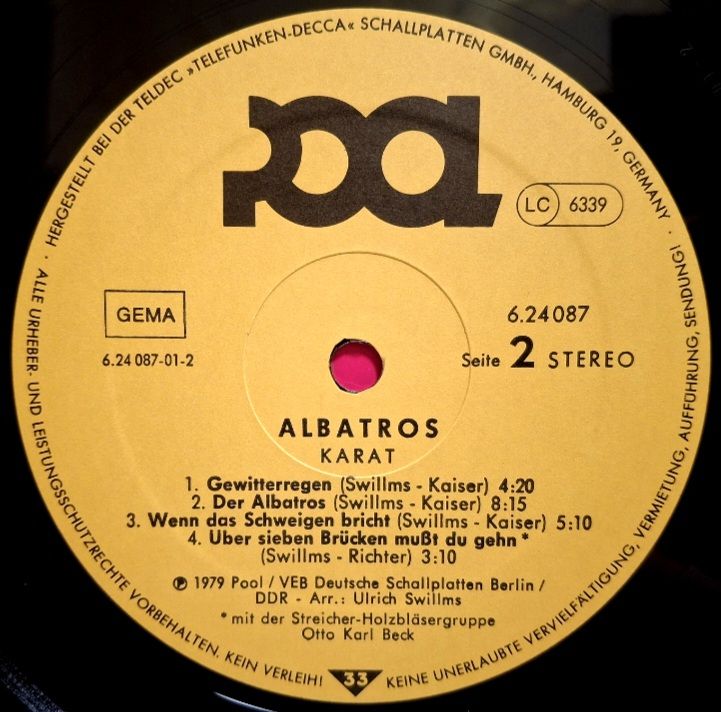 Karat - Albatros - 1979.   (LP). 12. Vinyl. Пластинка. Germany. - фото фото фото 3