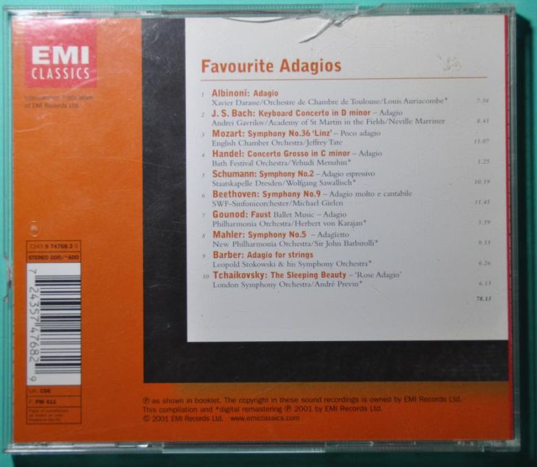 Favourite Adagios - Bach, Barber,Handel,Albinoni - CD - фото фото фото 1