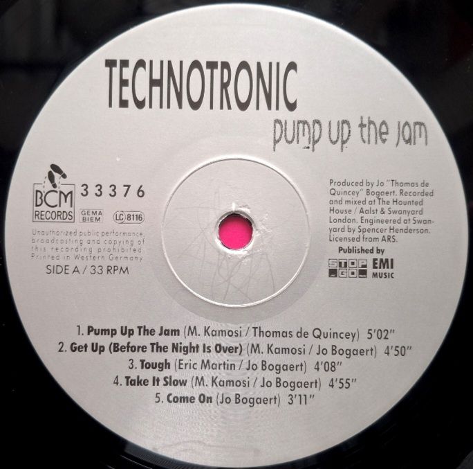 Technotronic - Pump Up The Jam - 1989.  (LP). 12. Vinyl. Пластинка. Europe - фото фото фото 2