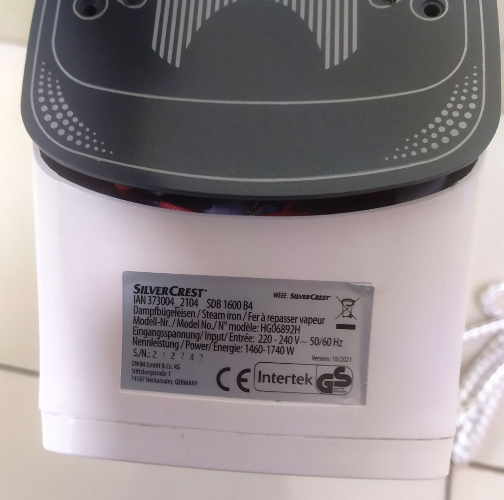 Новый небольшой немецкий утюг Silver Crest SDB 1600 B4 из Германии с гарантией - фото фото фото 4