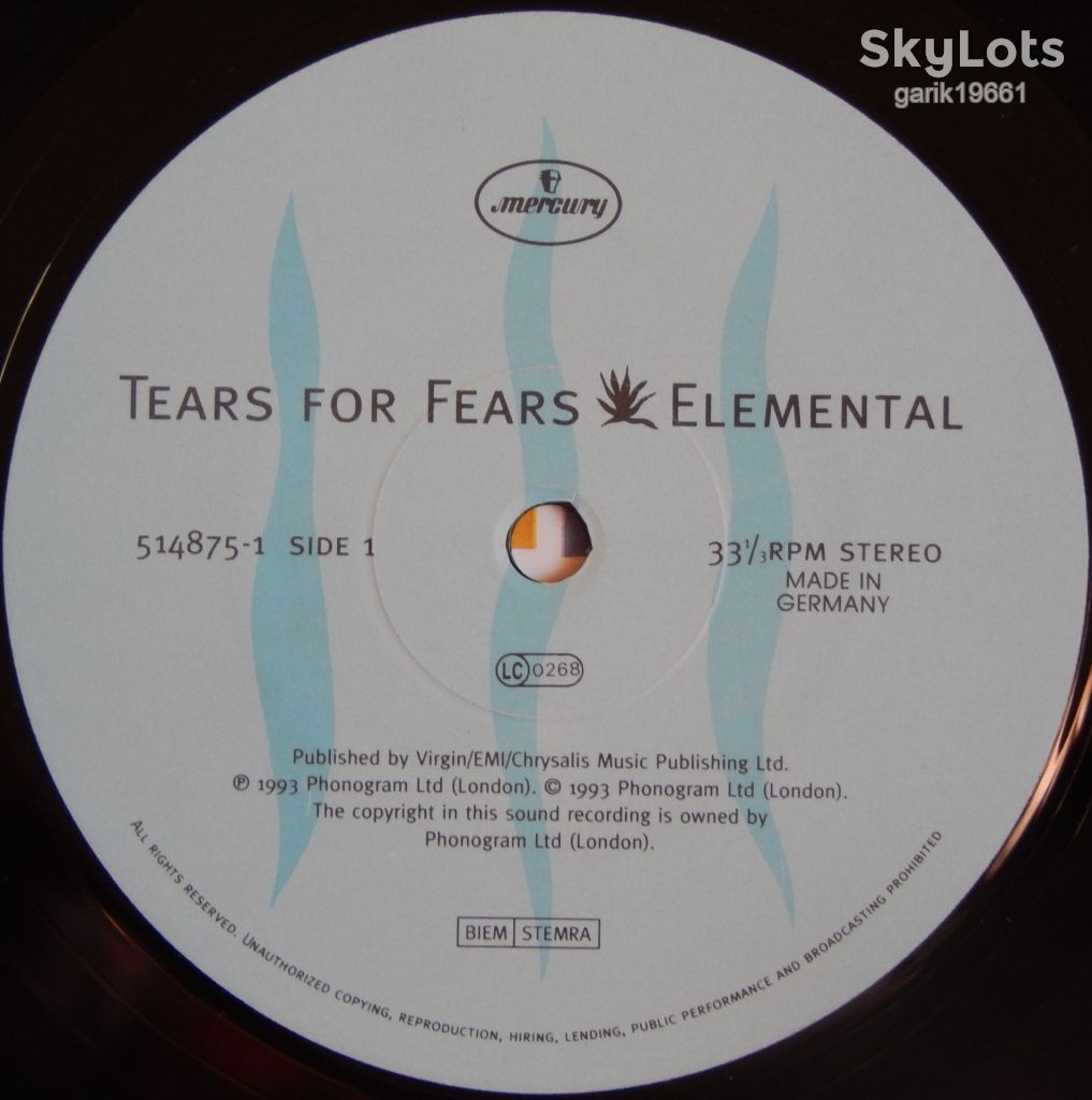 Tears For Fears – Elemental  (Mercury – 514875-1, Germany) inner sleeve NM-/EX+ - фото фото фото 3