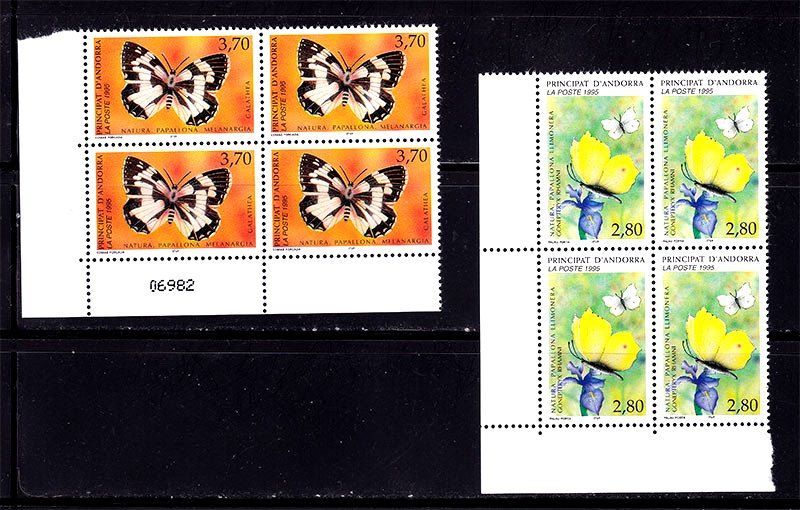NM Фауна  Андорра 1995 г MNH - бабочки - квартблоки - фото фото фото 0