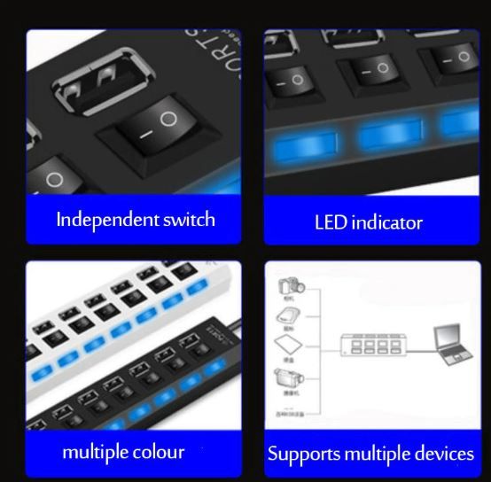 Концентратор-удлинитель коммутатора 7-портовый USB2.0, НОВЫЙ - фото фото фото 10