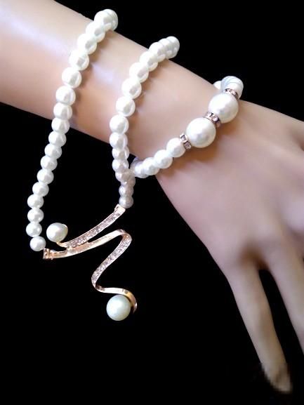 Комплект под жемчуг Fashion Jewelry, колье, браслет, серьги - фото фото фото 2