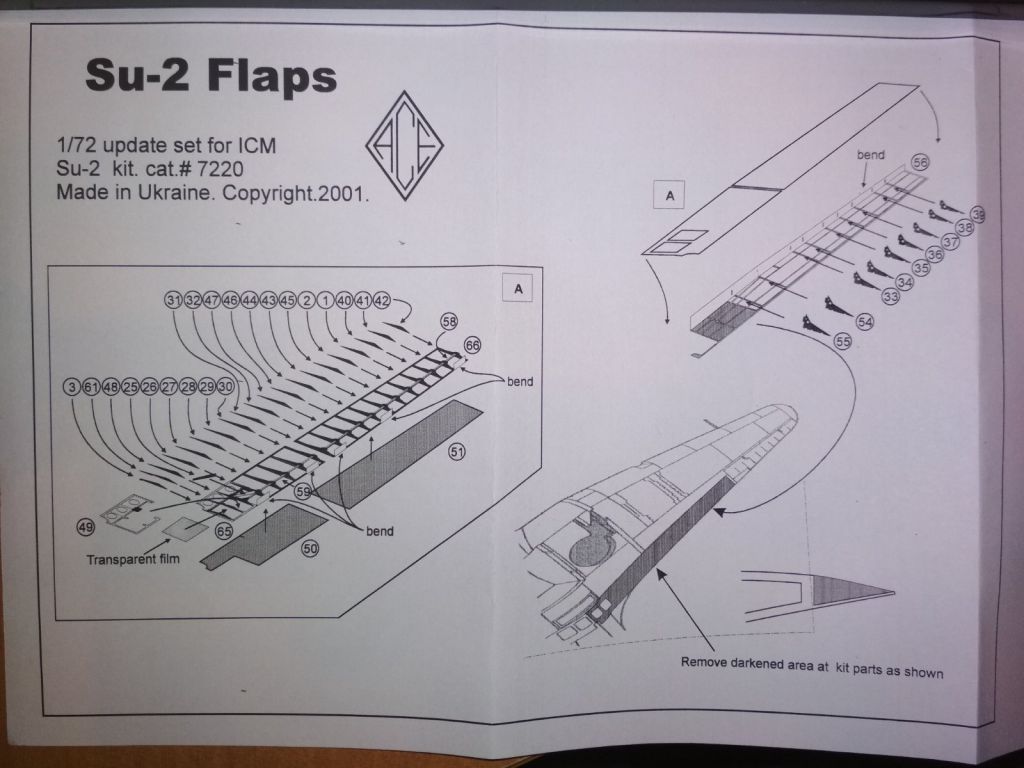 ACE pe 7220 Su-2 Flaps. Photo-etched update set for ICM kit 1/72 - фото фото фото 0