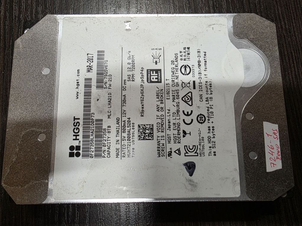 8000Gb 8Tb 3,5 SAS 12Gb HGST 0F27358 жорсткий диск   (7246-1) - фото фото фото 0