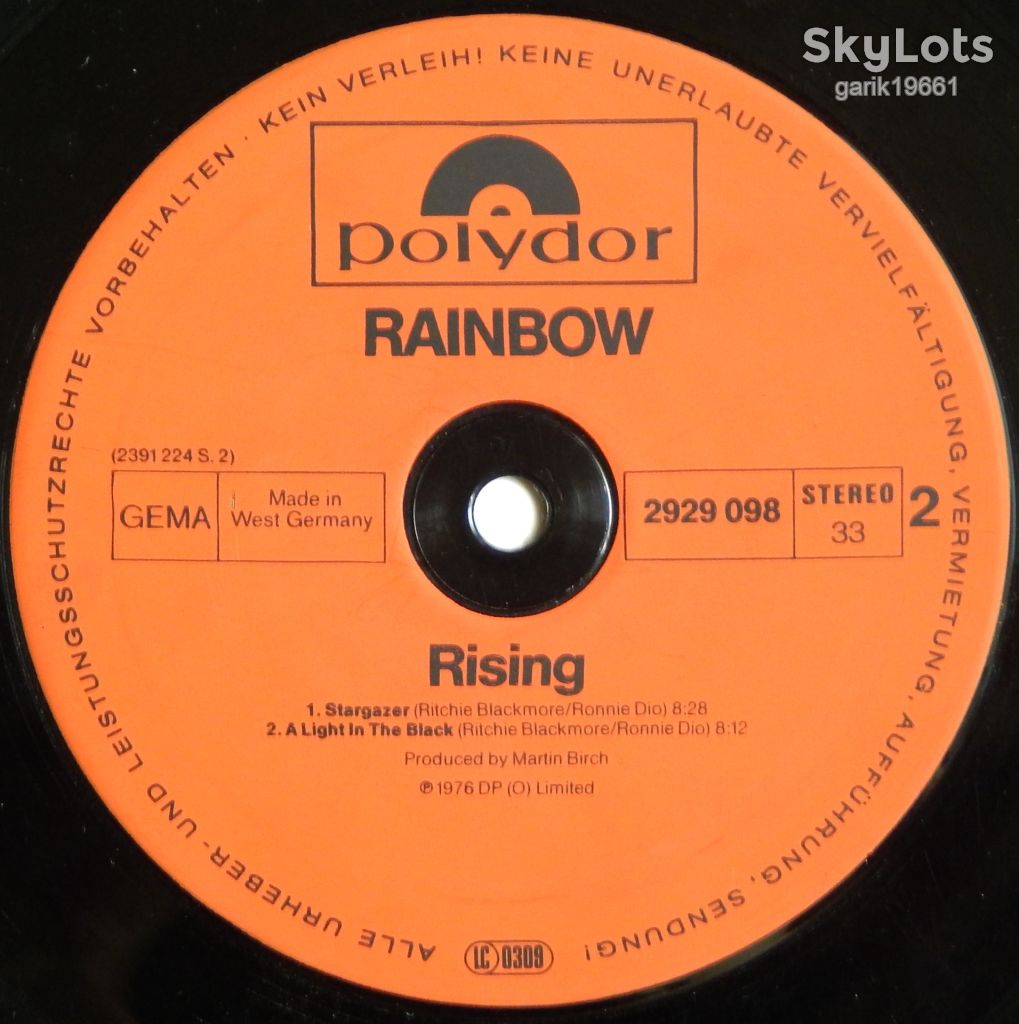 Rainbow – Rising  (Polydor – 2929 098, Germany) EX+/NM- - фото фото фото 3
