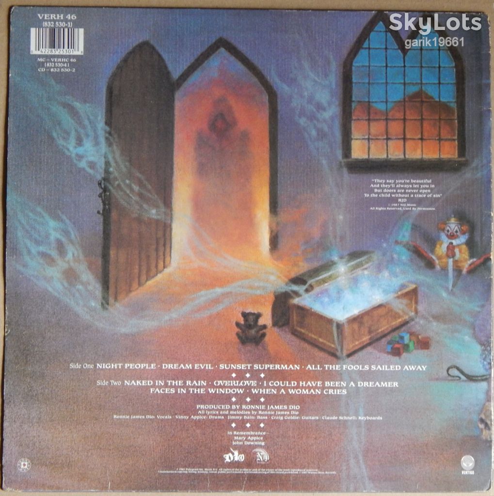 Dio – Dream Evil  (Vertigo – VERH 46, UK) inner sleeve EX+/NM- - фото фото фото 1