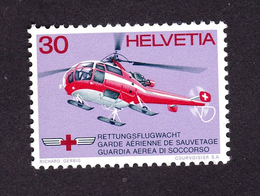 Авиация . Швейцария 1972 г  MNH - вертолёт - СПАСАТЕЛЬНАЯ СЛУЖБА - фото фото фото 0