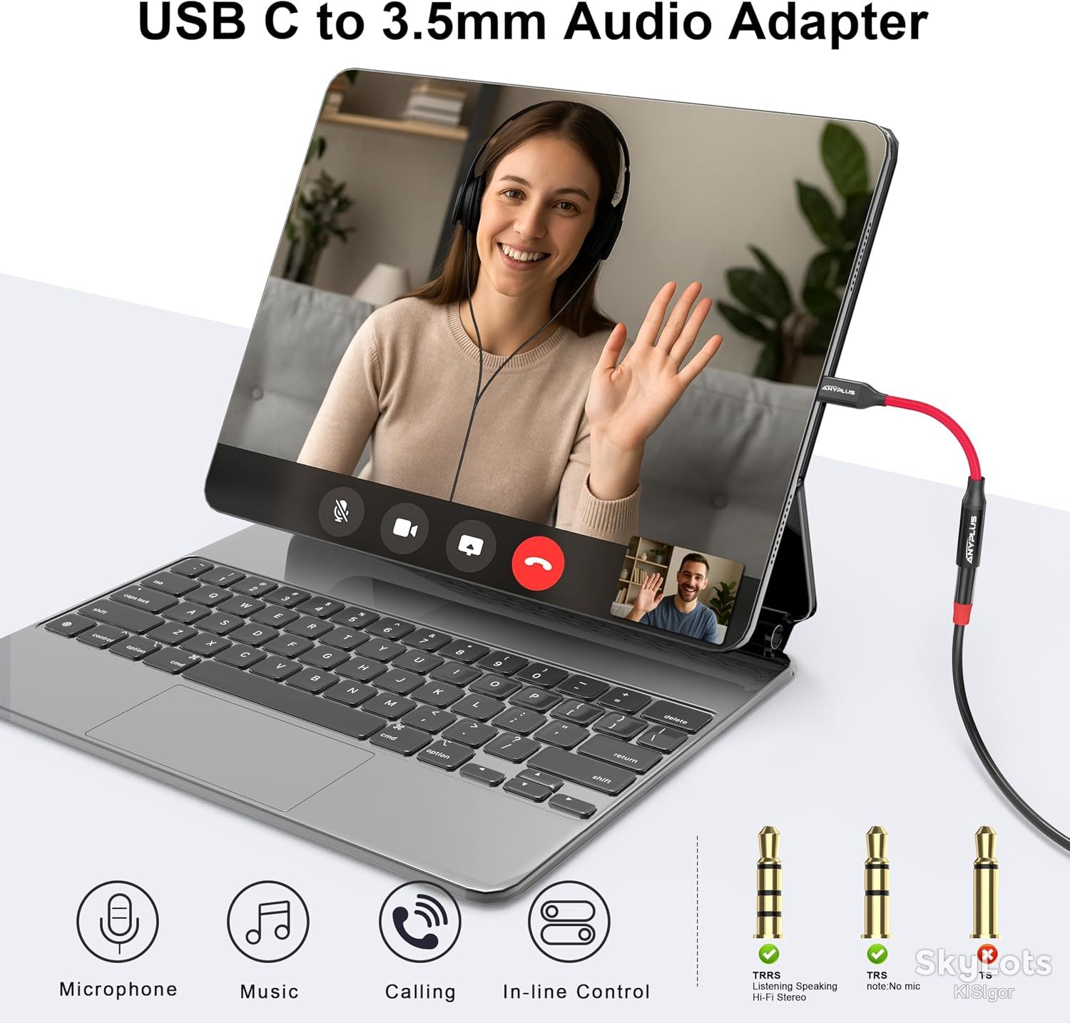 Аудіоперехідник ANYPLUS USB-C to 3.5mm Audio Adapter *80991 - фото фото фото 1