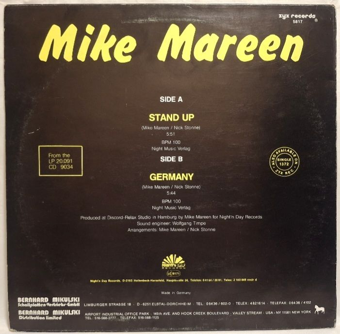 Mike Mareen - Stand Up / Germany - 1988.   (EP) 12. Vinyl. Пластинка. Germany. - фото фото фото 1