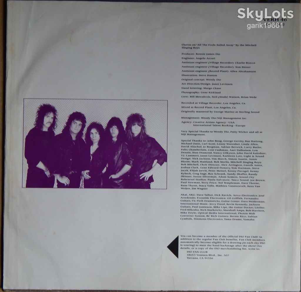 Dio – Dream Evil  (Vertigo – VERH 46, UK) inner sleeve EX+/NM- - фото фото фото 2